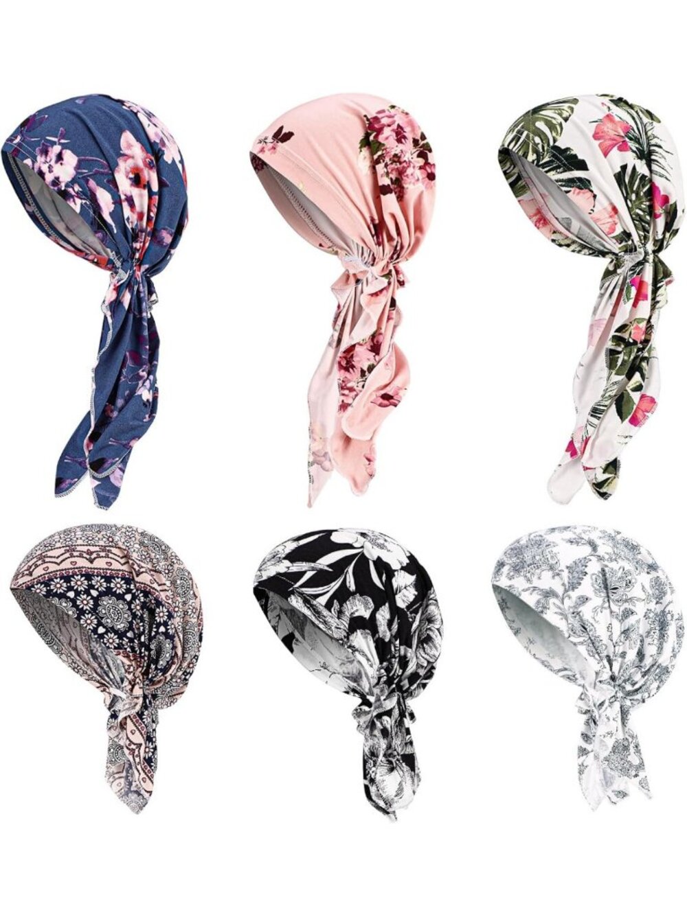 4/6 Pcs Pre-Tied Chemo Headwear for Women - Stylish Cancer Cap Turban Set